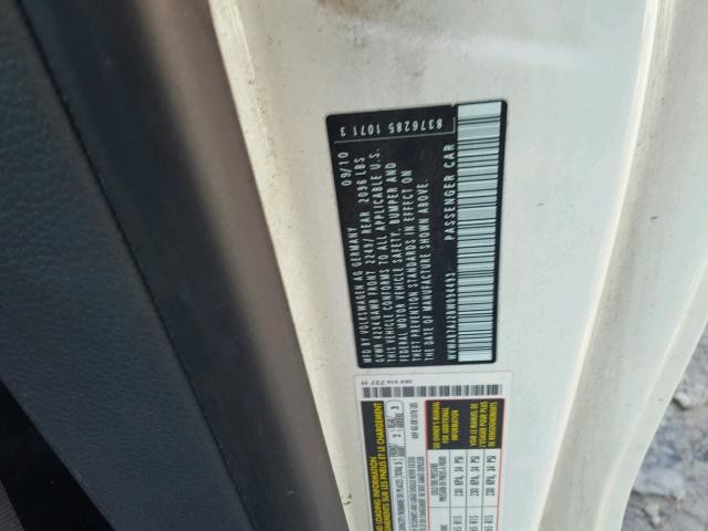 WVWAB7AJ2BW094493 - 2011 VOLKSWAGEN GOLF WHITE photo 10