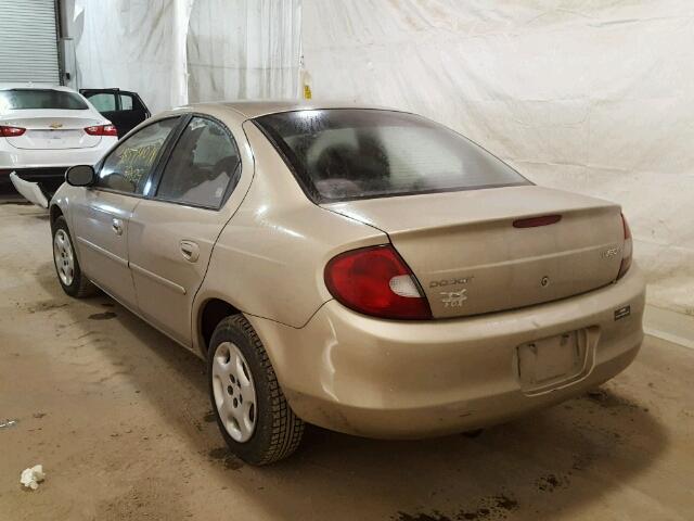 1B3ES26C12D613514 - 2002 DODGE NEON TAN photo 3