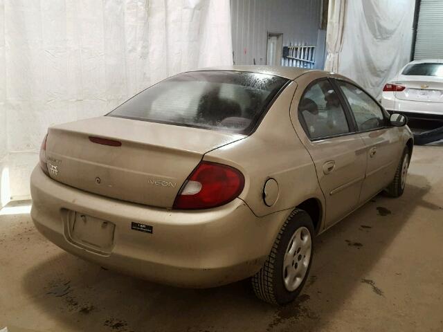 1B3ES26C12D613514 - 2002 DODGE NEON TAN photo 4