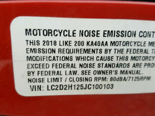 LC2D2H125JC100103 - 2018 KYMCO USA INC LIKE 200I RED photo 10