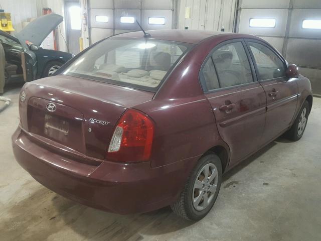 KMHCN46C79U285269 - 2009 HYUNDAI ACCENT GLS BURGUNDY photo 4