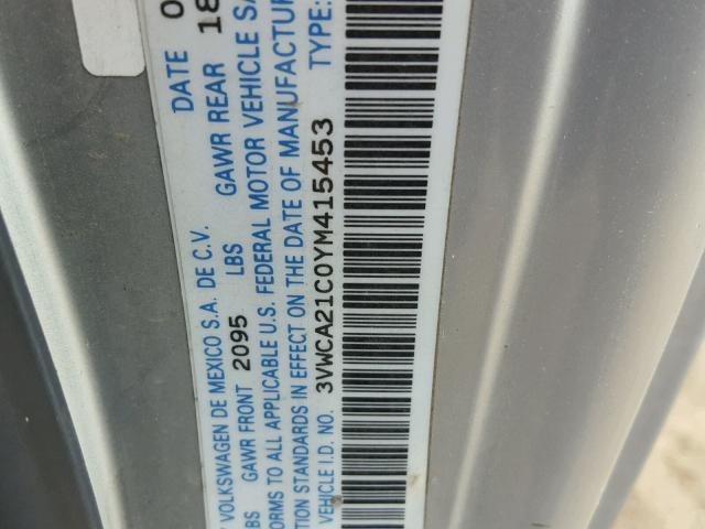 3VWCA21C0YM415453 - 2000 VOLKSWAGEN NEW BEETLE Gümüş foto 10