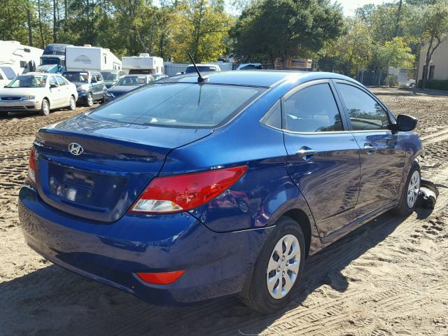 KMHCT4AE1GU083345 - 2016 HYUNDAI ACCENT SE BLUE photo 4