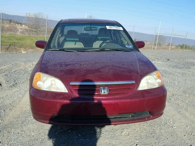 2HGES26882H540205 - 2002 HONDA CIVIC EX MAROON photo 9