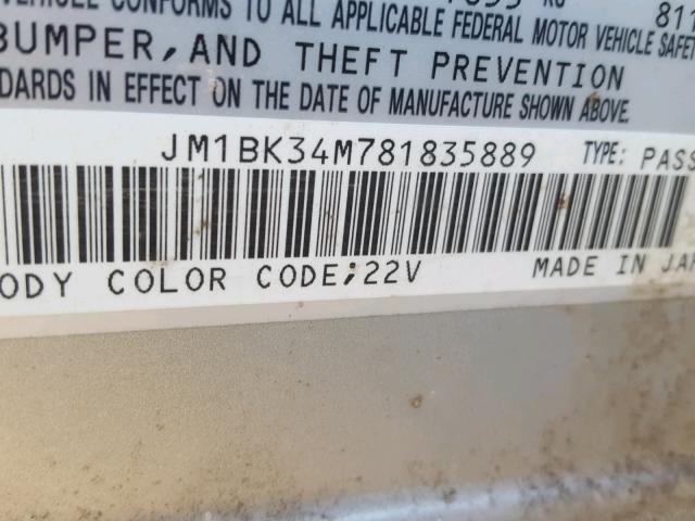 JM1BK34M781835889 - 2008 MAZDA SPEED 3 银色 照片 10