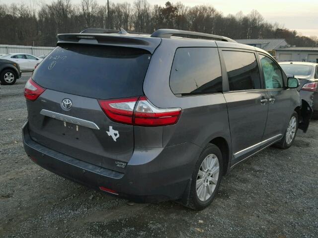 5TDDK3DC1FS126181 - 2015 TOYOTA SIENNA XLE GRAY photo 4