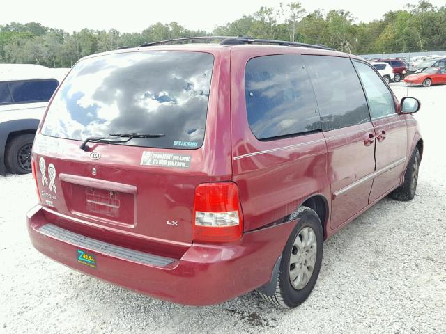 KNDUP131356669004 - 2005 KIA SEDONA EX RED photo 4