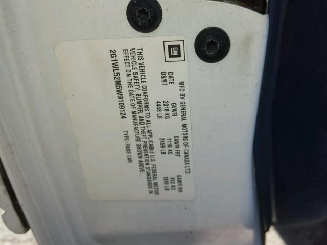 2G1WL52M5W9109124 - 1998 CHEVROLET LUMINA BAS თეთრი ფოტო 10