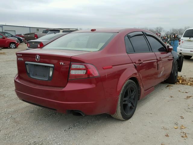 19UUA66227A009816 - 2007 ACURA TL RED photo 4