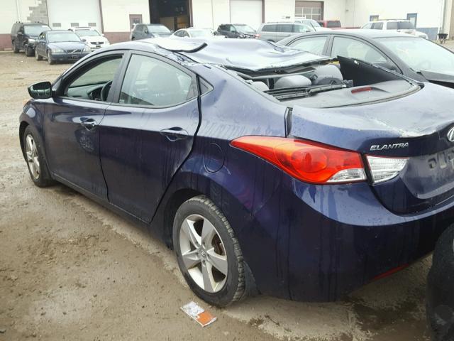 5NPDH4AE9DH238465 - 2013 HYUNDAI ELANTRA GL BLUE photo 3