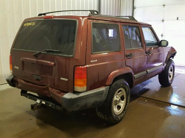 1J4FF48SXYL174331 - 2000 JEEP CHEROKEE S MAROON photo 4