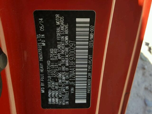 JF1ZNAA18F9700297 - 2015 TOYOTA SCION FR-S 红色 照片 10