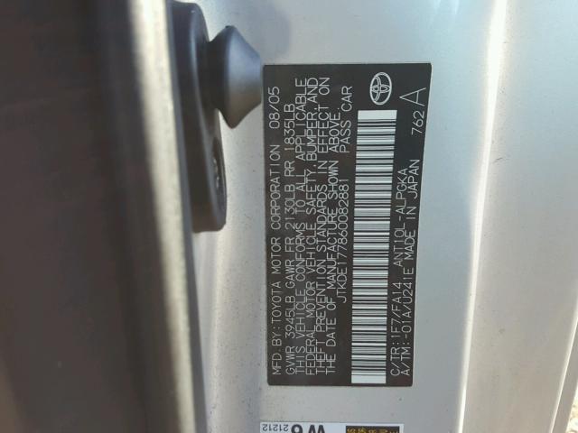 JTKDE177860082881 - 2006 TOYOTA SCION TC 灰色 照片 10