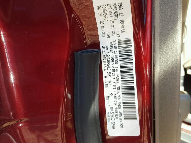 1J8HG48P57C610937 - 2007 JEEP COMMANDER წითელი ფოტო 10