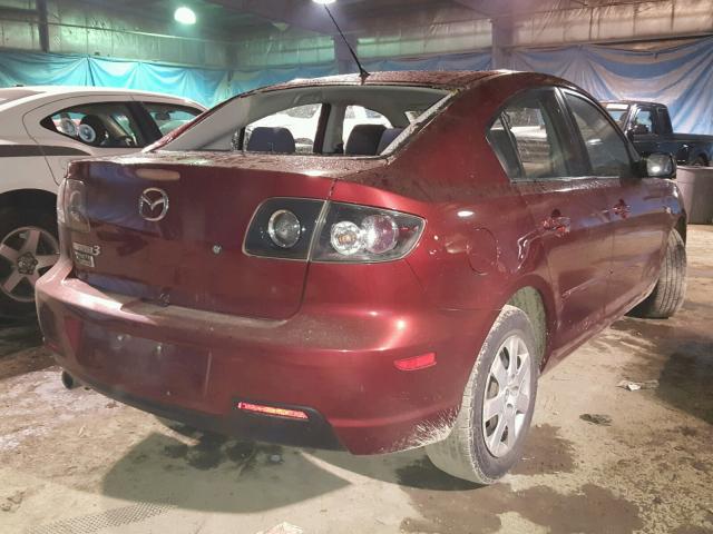 JM1BK12G681119373 - 2008 MAZDA 3 I MAROON photo 4