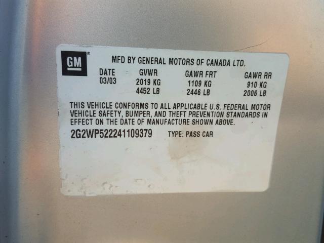 2G2WP522241109379 - 2004 PONTIAC GRAND PRIX Gümüş foto 10
