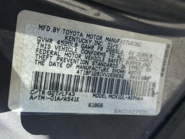 4T1BF12B1VU165692 - 1997 TOYOTA AVALON XL BLACK photo 10