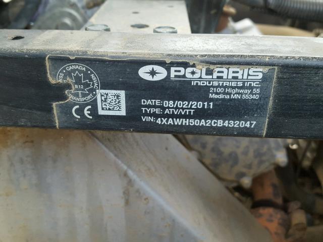 4XAWH50A2CB432047 - 2012 POLARIS RANGER 500 SILVER photo 10