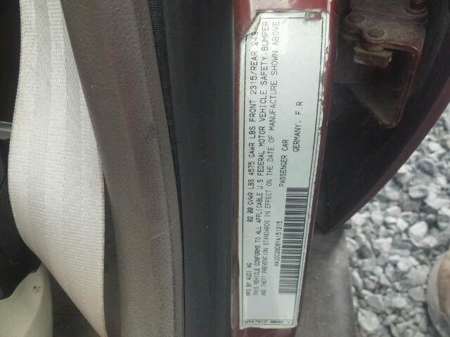 WAUDC28D8YA151215 - 2000 AUDI A4 1.8T QU RED photo 10