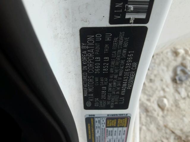 KNADM4A33E6389661 - 2014 KIA RIO LX Սպիտակ լուսանկար 10