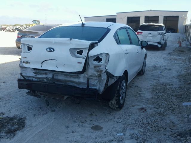 KNADM4A33E6389661 - 2014 KIA RIO LX WHITE photo 4