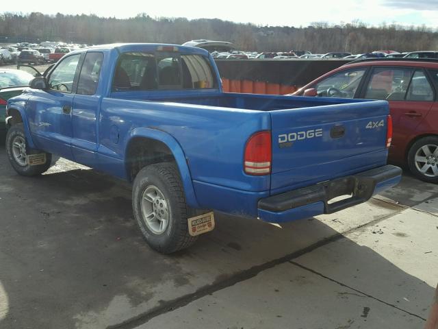 1B7GG22Y8XS197734 - 1999 DODGE DAKOTA BLUE photo 3