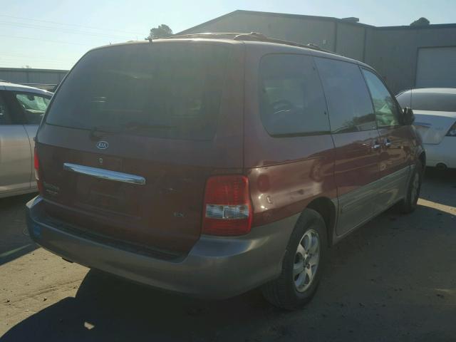 KNDUP132956692330 - 2005 KIA SEDONA EX MAROON photo 4