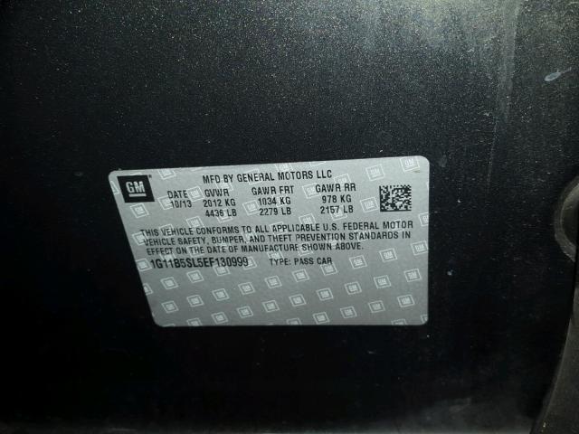 1G11B5SL5EF130999 - 2014 CHEVROLET MALIBU LS 灰色 照片 10