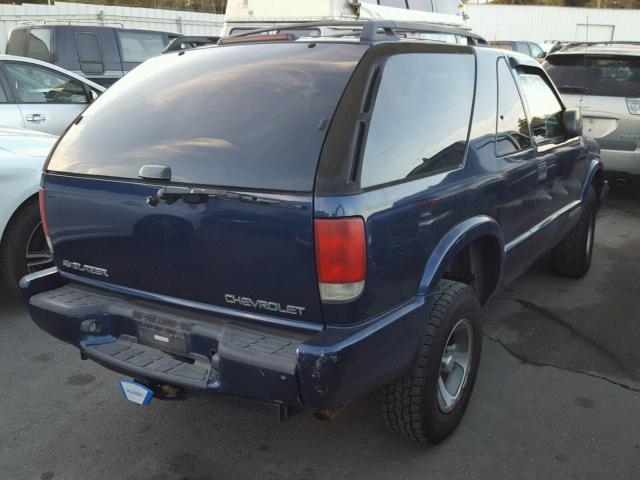 1GNCS18W71K145197 - 2001 CHEVROLET BLAZER BLUE photo 4