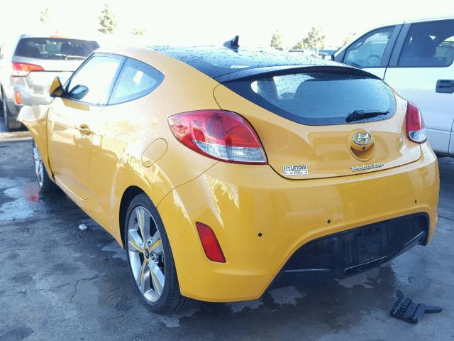 KMHTC6AD4GU296437 - 2016 HYUNDAI VELOSTER B YELLOW photo 3