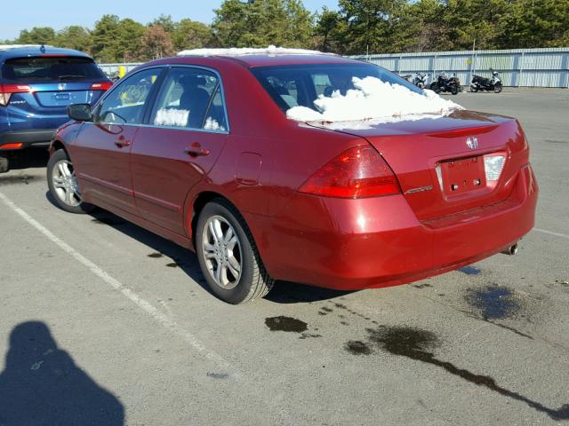 1HGCM56397A187020 - 2007 HONDA ACCORD SE MAROON photo 3