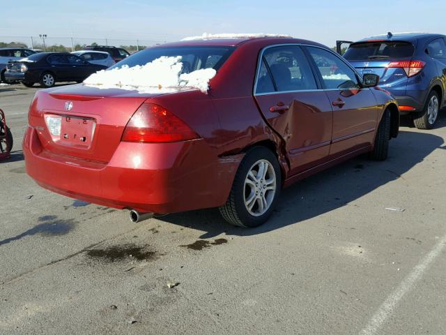 1HGCM56397A187020 - 2007 HONDA ACCORD SE MAROON photo 4