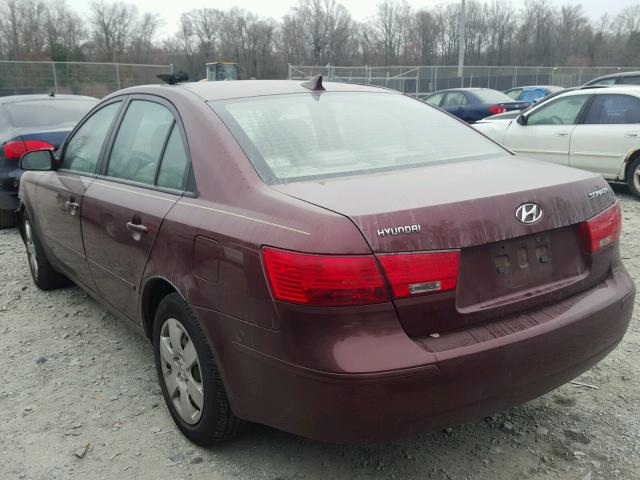 5NPET46C59H531538 - 2009 HYUNDAI SONATA GLS BURGUNDY photo 3