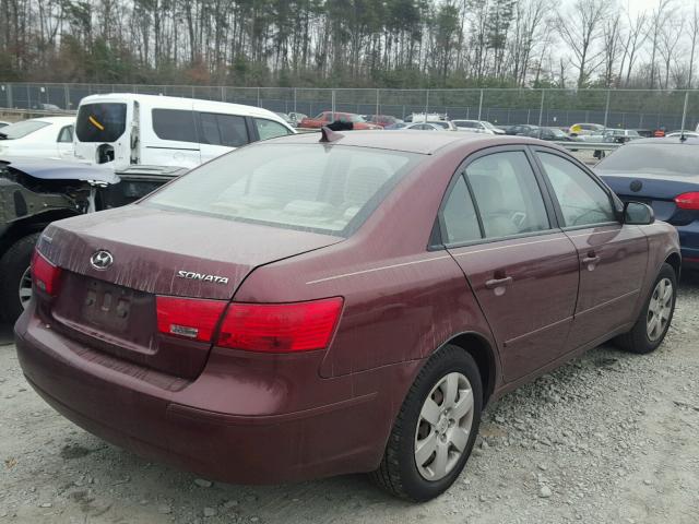 5NPET46C59H531538 - 2009 HYUNDAI SONATA GLS BURGUNDY photo 4