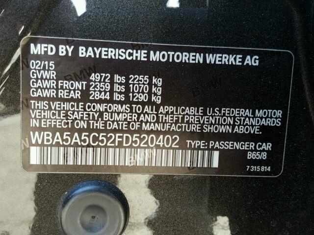 WBA5A5C52FD520402 - 2015 BMW 528 I BROWN photo 10