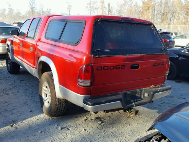 1B7HG48Z82S670234 - 2002 DODGE DAKOTA QUA RED photo 3