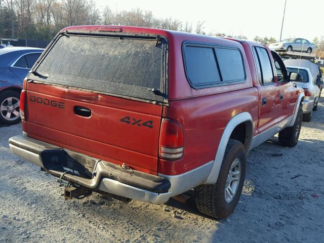 1B7HG48Z82S670234 - 2002 DODGE DAKOTA QUA RED photo 4