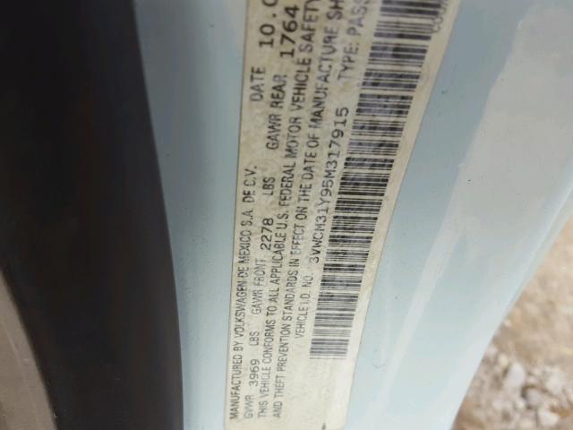 3VWCM31Y95M317915 - 2005 VOLKSWAGEN NEW BEETLE 蓝色 照片 10