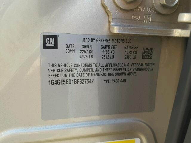 1G4GE5ED1BF327642 - 2011 BUICK LACROSSE C TAN photo 10