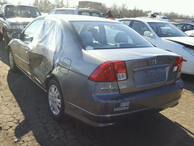 2HGES16535H528368 - 2005 HONDA CIVIC LX GRAY photo 3