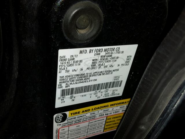 5LMJJ2J54DEL01136 - 2013 LINCOLN NAVIGATOR შავი ფოტო 10