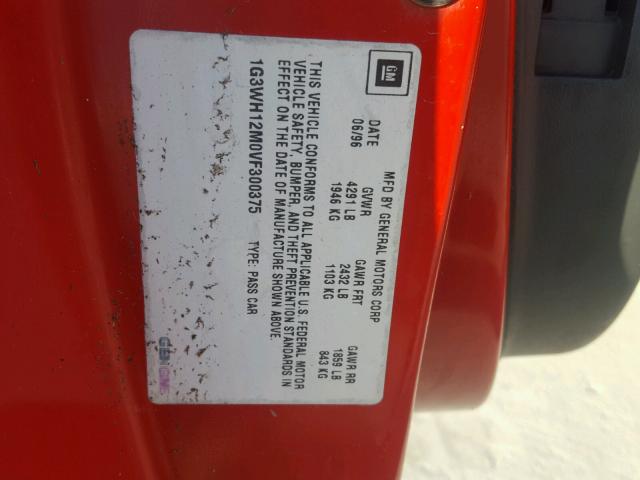 1G3WH12M0VF300375 - 1997 OLDSMOBILE CUTLASS SU RED photo 10