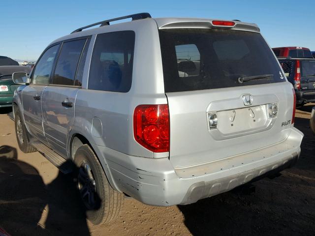 2HKYF18674H587399 - 2004 HONDA PILOT EXL SILVER photo 3