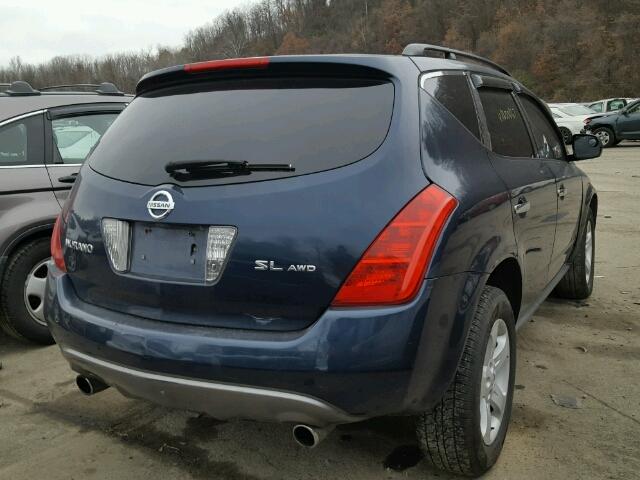 JN8AZ08W15W423102 - 2005 NISSAN MURANO SL BLUE photo 4