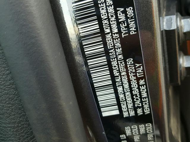 ZACCJBAB6HPF20750 - 2017 JEEP RENEGADE S CHARCOAL photo 10