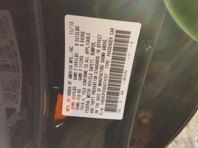 1HGCR3F80EA014307 - 2014 HONDA ACCORD EXL BLACK photo 10