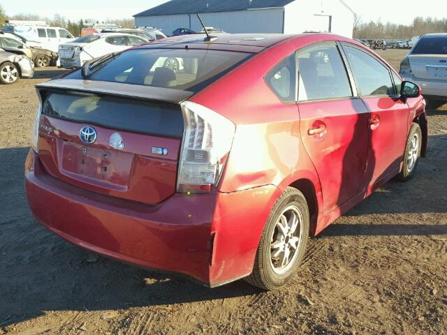 JTDKN3DU7B0290510 - 2011 TOYOTA PRIUS RED photo 4