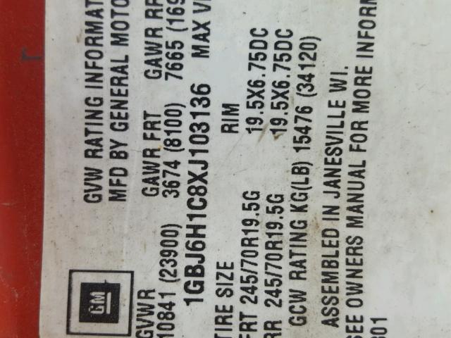 1GBJ6H1C8XJ103136 - 1999 CHEVROLET C-SERIES C RED photo 10