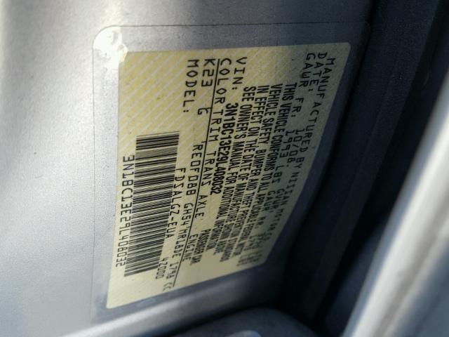 3N1BC13E29L408032 - 2009 NISSAN VERSA S Күміс фото 10