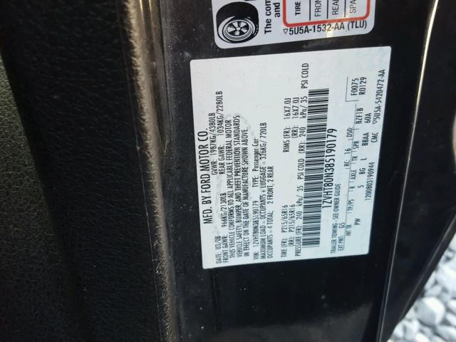 1ZVHT80N385190179 - 2008 FORD MUSTANG BLACK photo 10